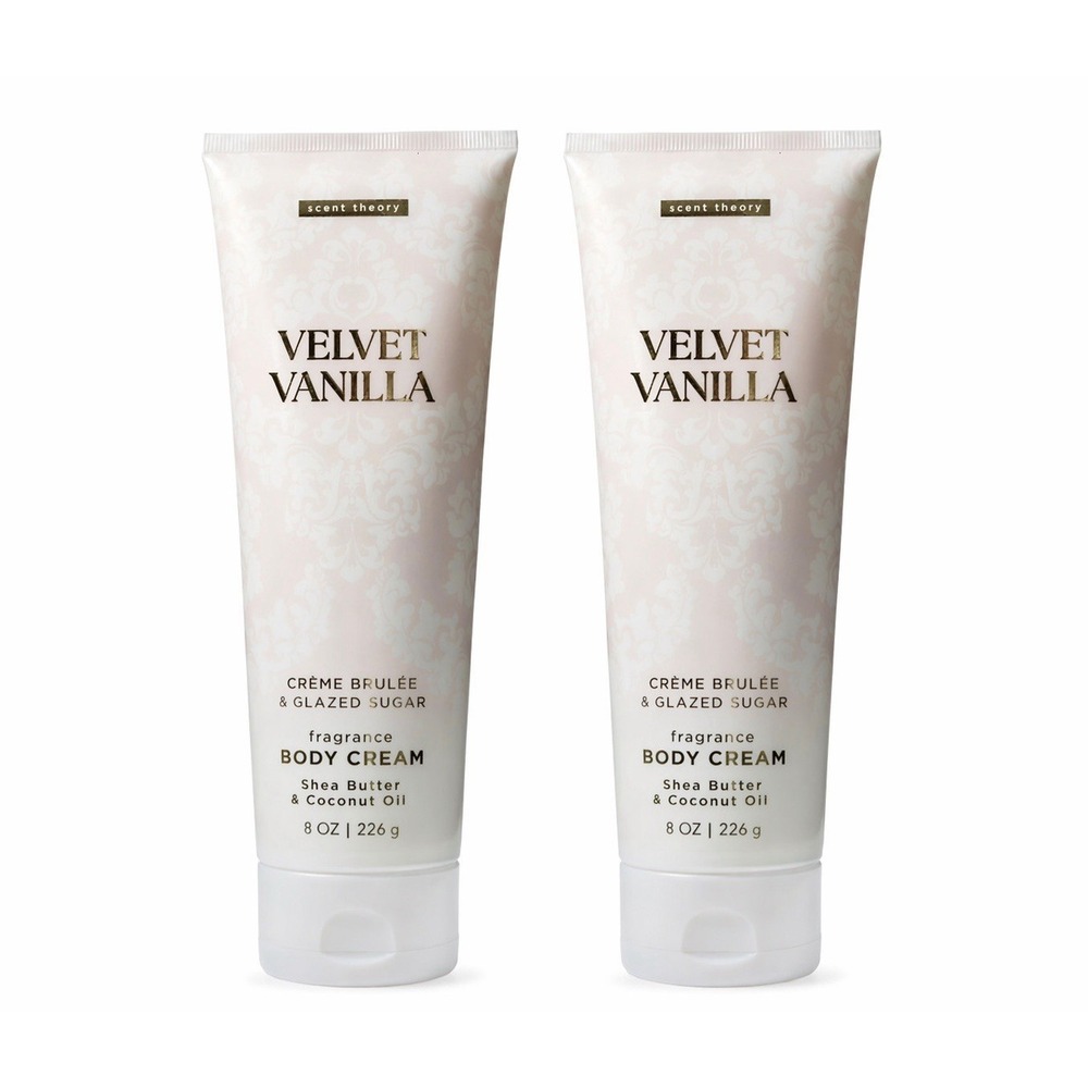 Scent Theory Velvet Vanilla Crème Brûlée & Sugar Body Cream Shea Butter 8oz 2 Pk